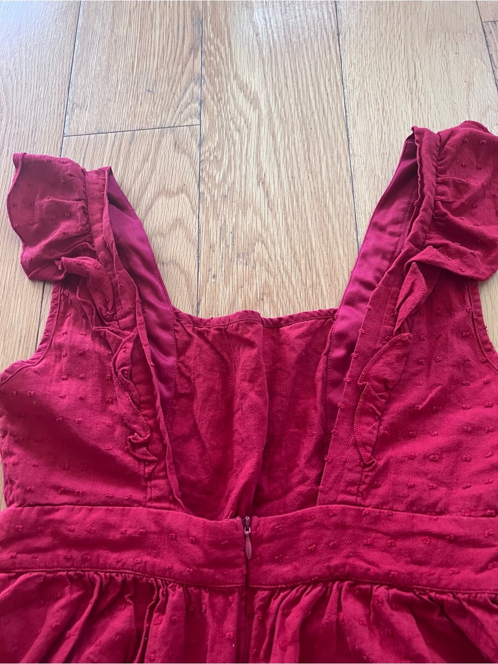 Women’s Red Square-Neck Ruffle Strap Top - Picture 3 of 4